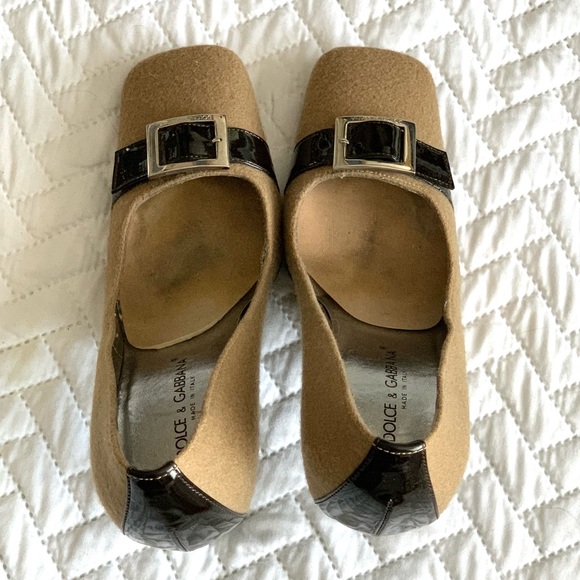 Dolce & Gabbana Vintage brown & tan wool square toe pumps, 6 - Picture 8 of 16